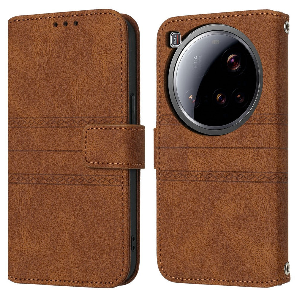 For Xiaomi 15 Ultra Case Wallet Skin-Touch Leather Imprinted Phone Cover