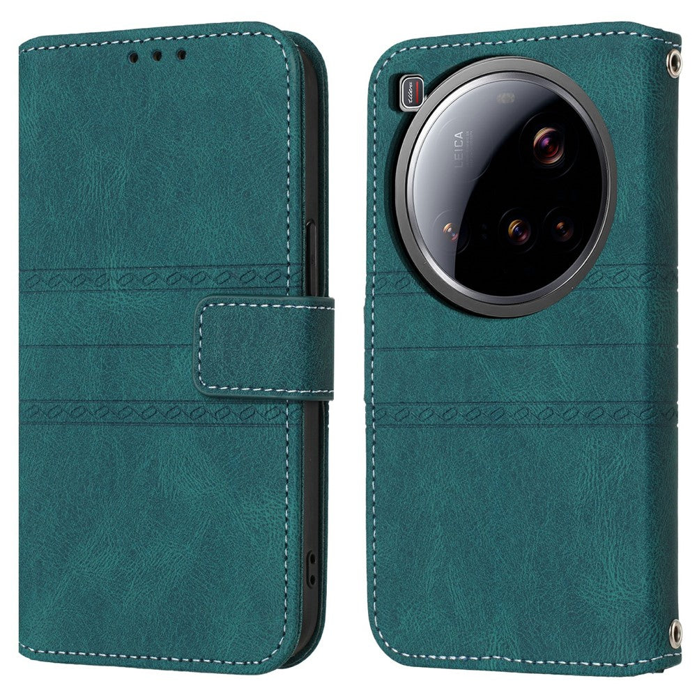 For Xiaomi 15 Ultra Case Wallet Skin-Touch Leather Imprinted Phone Cover