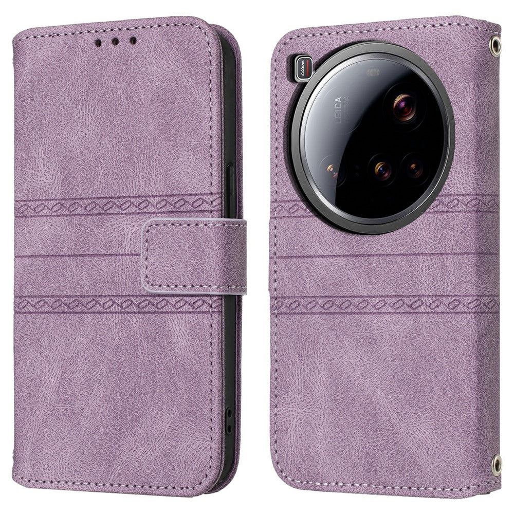 For Xiaomi 15 Ultra Case Wallet Skin-Touch Leather Imprinted Phone Cover