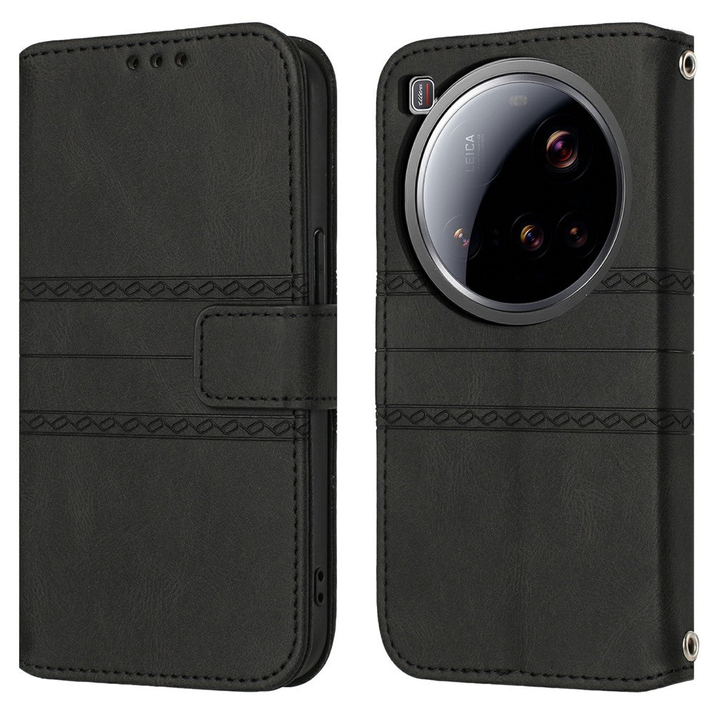 For Xiaomi 15 Ultra Case Wallet Skin-Touch Leather Imprinted Phone Cover