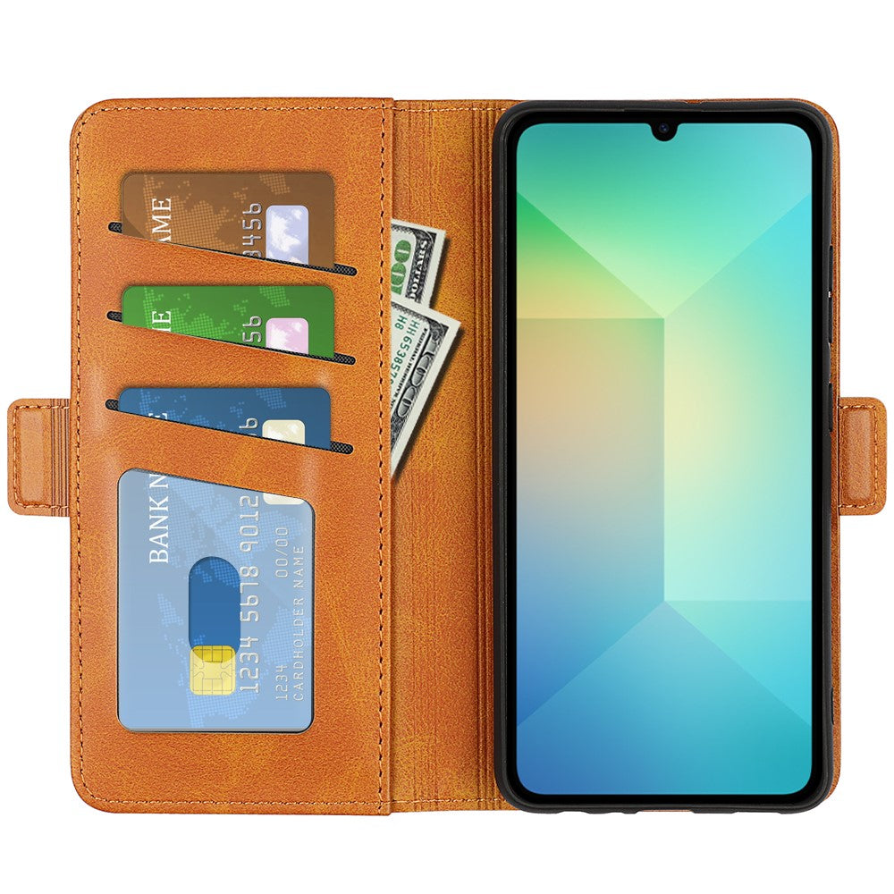 Samsung Galaxy A06 5G-skal i kalvskinnsstruktur, plånboksfodral