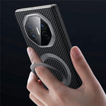 SULADA For Huawei Mate XT Ultimate Magnetic Case Kickstand PU + PC Phone Cover Carbon Fiber Texture
