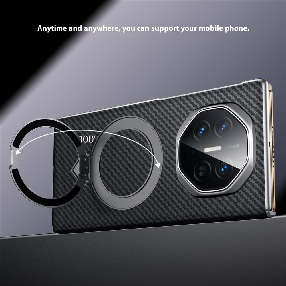 SULADA For Huawei Mate XT Ultimate Magnetic Case Kickstand PU + PC Phone Cover Carbon Fiber Texture