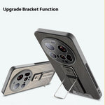 For Xiaomi 15 Ultra Case with Kickstand, Anti-Fingerprint Silk Texture PU + TPU Phone Back Cover