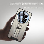 For Xiaomi 15 Ultra Case with Kickstand, Anti-Fingerprint Silk Texture PU + TPU Phone Back Cover