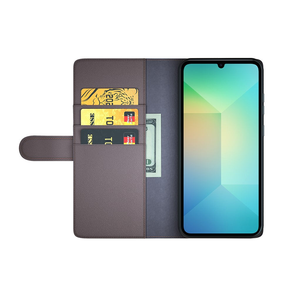 Samsung Galaxy A06 5G-skal i äkta splitläder med plånboksfodral