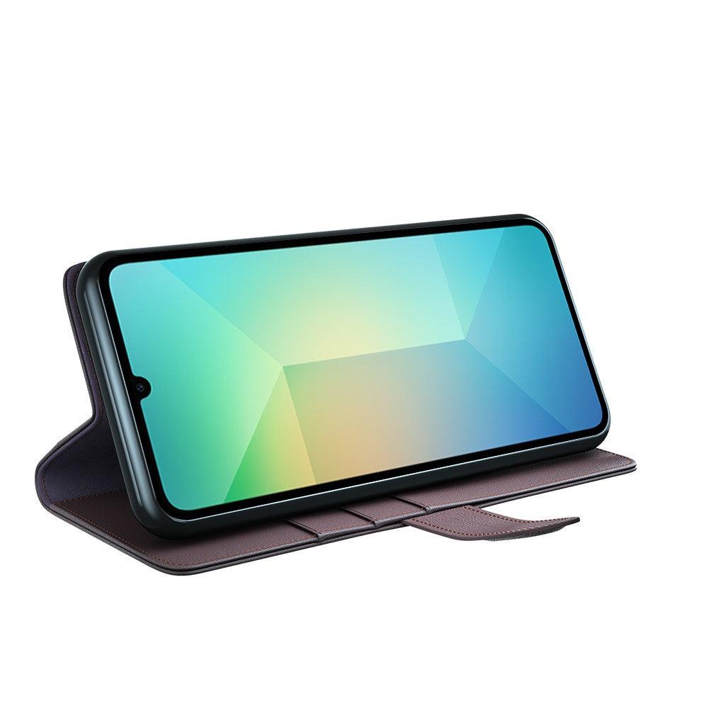 Samsung Galaxy A06 5G-skal i äkta splitläder med plånboksfodral