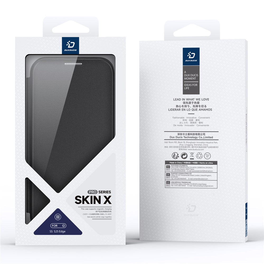 DUX DUCIS Til Samsung Galaxy S25 Edge Lædercover Skin X Pro Series Flip Cover Magnetisk Etui