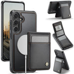 JEEHOOD For Samsung Galaxy S23 FE Leather Back Cover Magnetic Case  J06 Phone Case with Card Bag RFID Blocking