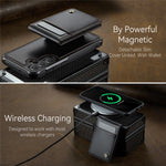 JEEHOOD For Samsung Galaxy S23 FE Leather Back Cover Magnetic Case  J06 Phone Case with Card Bag RFID Blocking