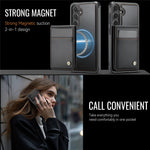 JEEHOOD For Samsung Galaxy S23 FE Leather Back Cover Magnetic Case  J06 Phone Case with Card Bag RFID Blocking