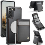 JEEHOOD For Samsung Galaxy S22 5G Leather Back Cover Magnetic Case  J06 Phone Case with Card Bag RFID Blocking