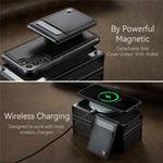 JEEHOOD For Samsung Galaxy S22 5G Leather Back Cover Magnetic Case  J06 Phone Case with Card Bag RFID Blocking
