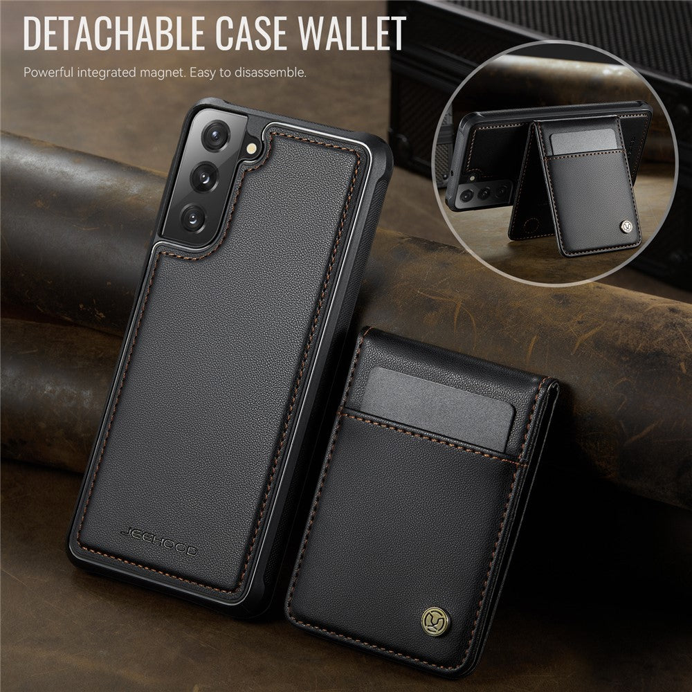 JEEHOOD For Samsung Galaxy S22 5G Leather Back Cover Magnetic Case  J06 Phone Case with Card Bag RFID Blocking
