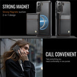 JEEHOOD For Samsung Galaxy S22 5G Leather Back Cover Magnetic Case  J06 Phone Case with Card Bag RFID Blocking