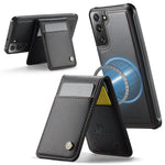JEEHOOD For Samsung Galaxy S22 5G Leather Back Cover Magnetic Case  J06 Phone Case with Card Bag RFID Blocking