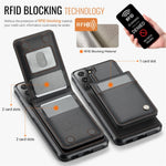 JEEHOOD For Samsung Galaxy S22 5G Leather Back Cover Magnetic Case  J06 Phone Case with Card Bag RFID Blocking