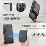 JEEHOOD For Samsung Galaxy S22 5G Leather Back Cover Magnetic Case  J06 Phone Case with Card Bag RFID Blocking