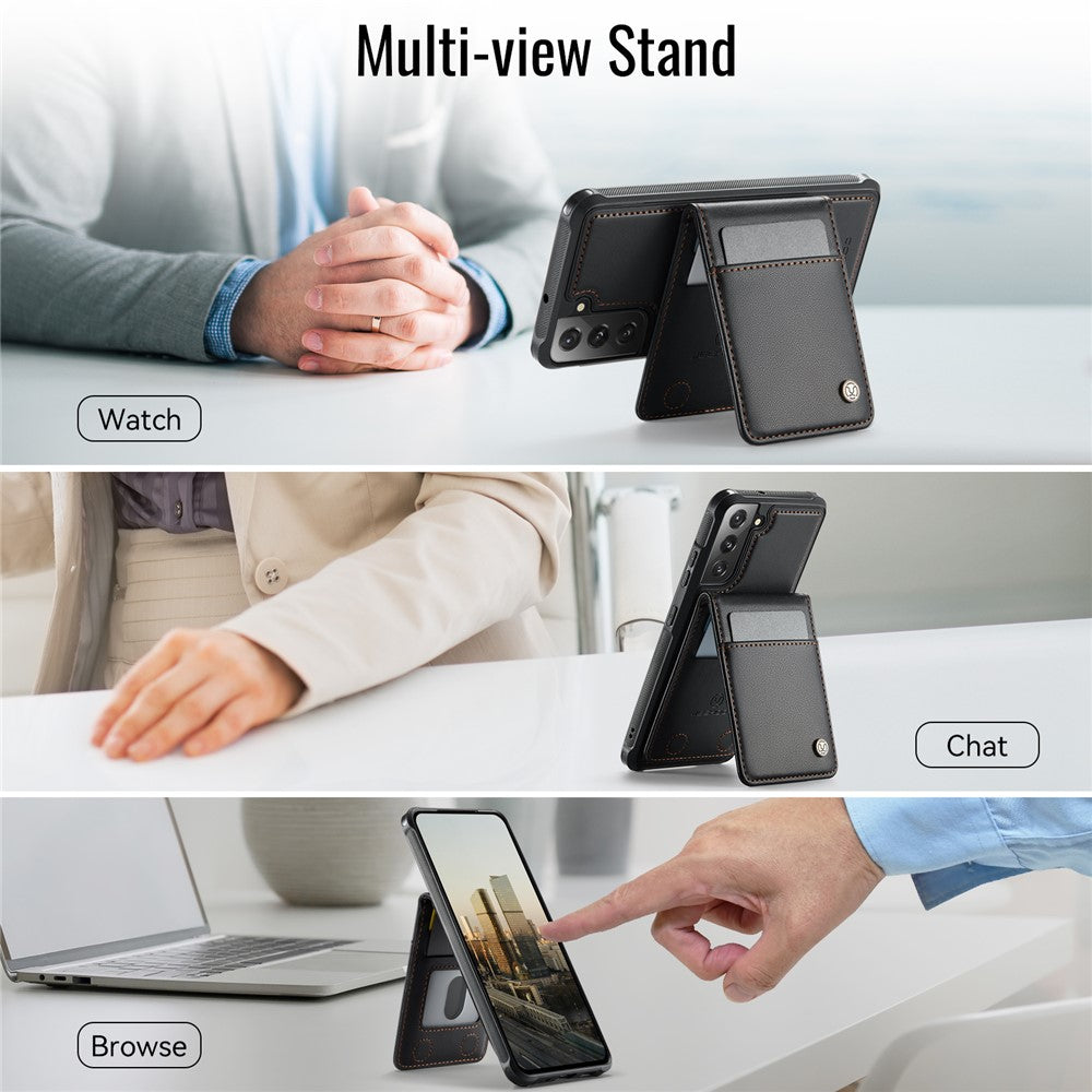 JEEHOOD For Samsung Galaxy S22 5G Leather Back Cover Magnetic Case  J06 Phone Case with Card Bag RFID Blocking
