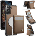 JEEHOOD For Samsung Galaxy S22 5G Leather Back Cover Magnetic Case  J06 Phone Case with Card Bag RFID Blocking