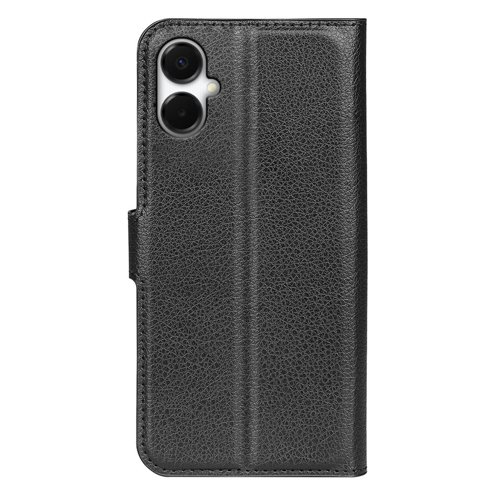 Samsung Galaxy A06 5G-skal i litchi-textur, stötsäkert läder, plånboksfodral