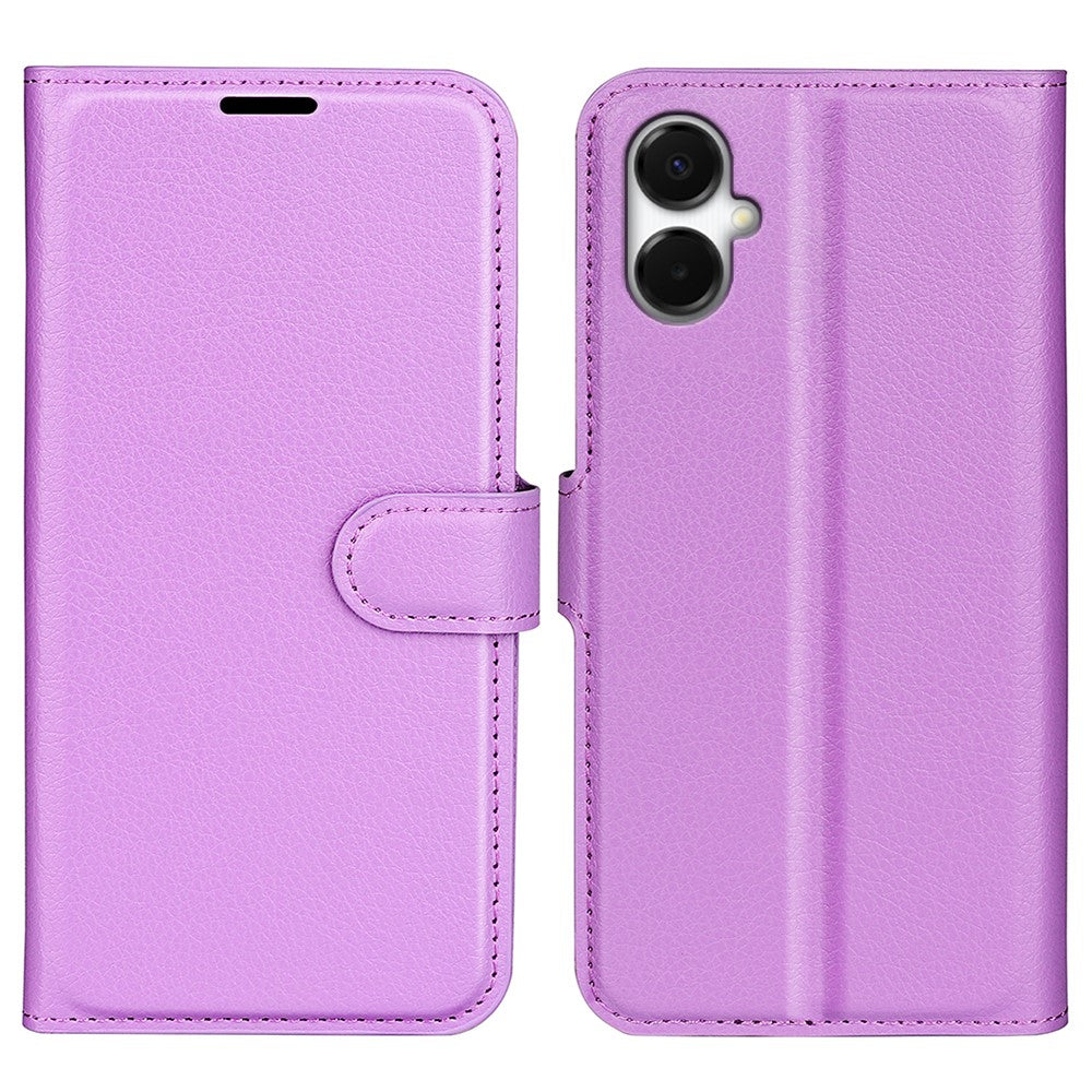 Samsung Galaxy A06 5G-skal i litchi-textur, stötsäkert läder, plånboksfodral