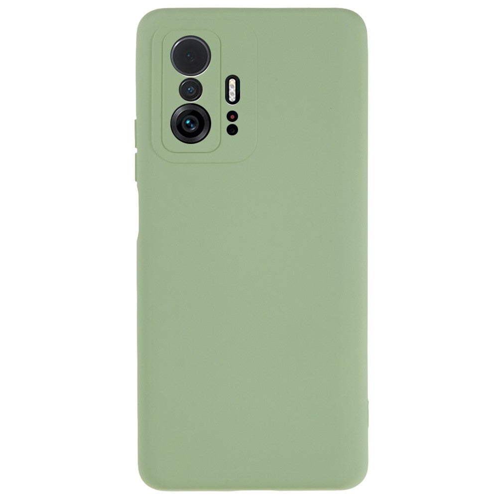 Xiaomi 11T 5G / 11T Pro 5G Enfärgat flytande silikontexturmobilskal 2,0 mm tjockt bågformad kant TPU reptåligt skal
