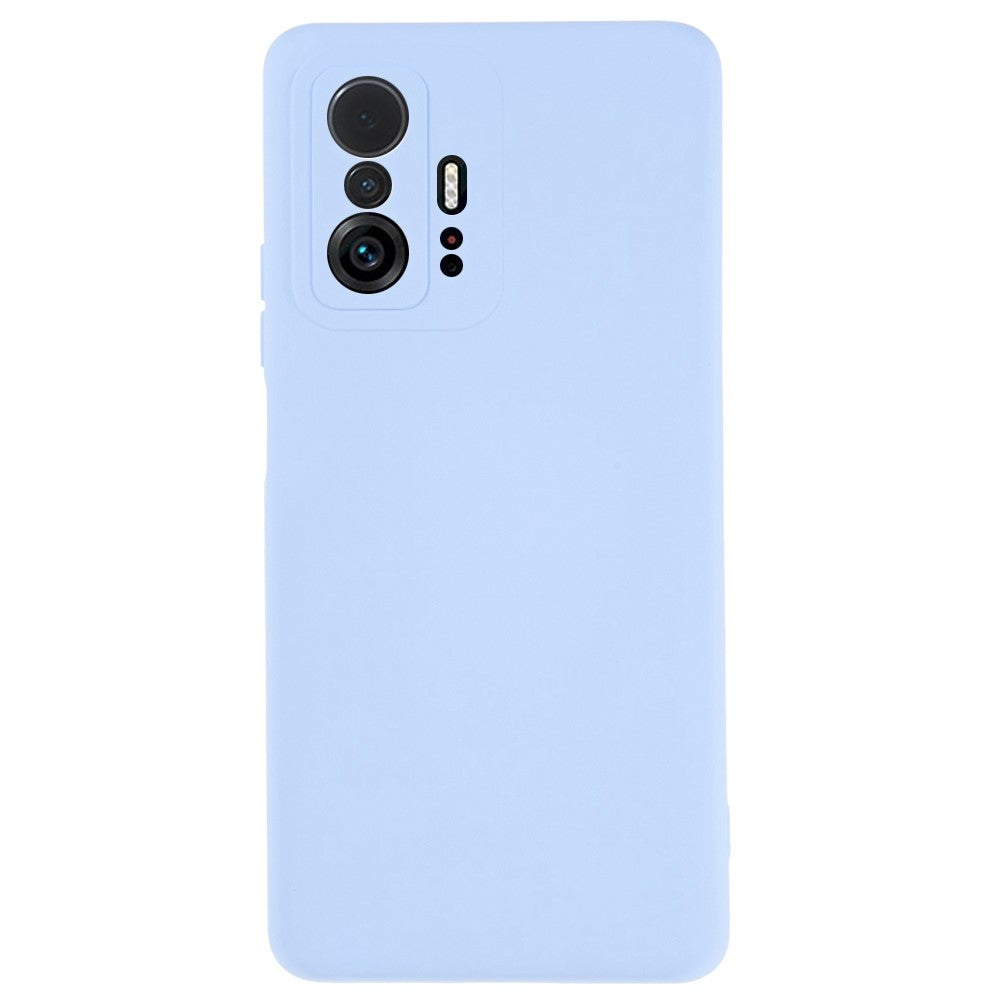 Xiaomi 11T 5G / 11T Pro 5G Enfärgat flytande silikontexturmobilskal 2,0 mm tjockt bågformad kant TPU reptåligt skal