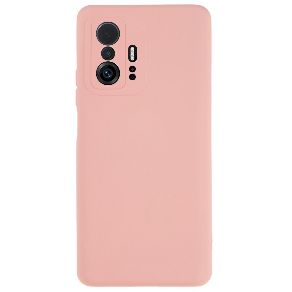 Xiaomi 11T 5G / 11T Pro 5G Enfärgat flytande silikontexturmobilskal 2,0 mm tjockt bågformad kant TPU reptåligt skal