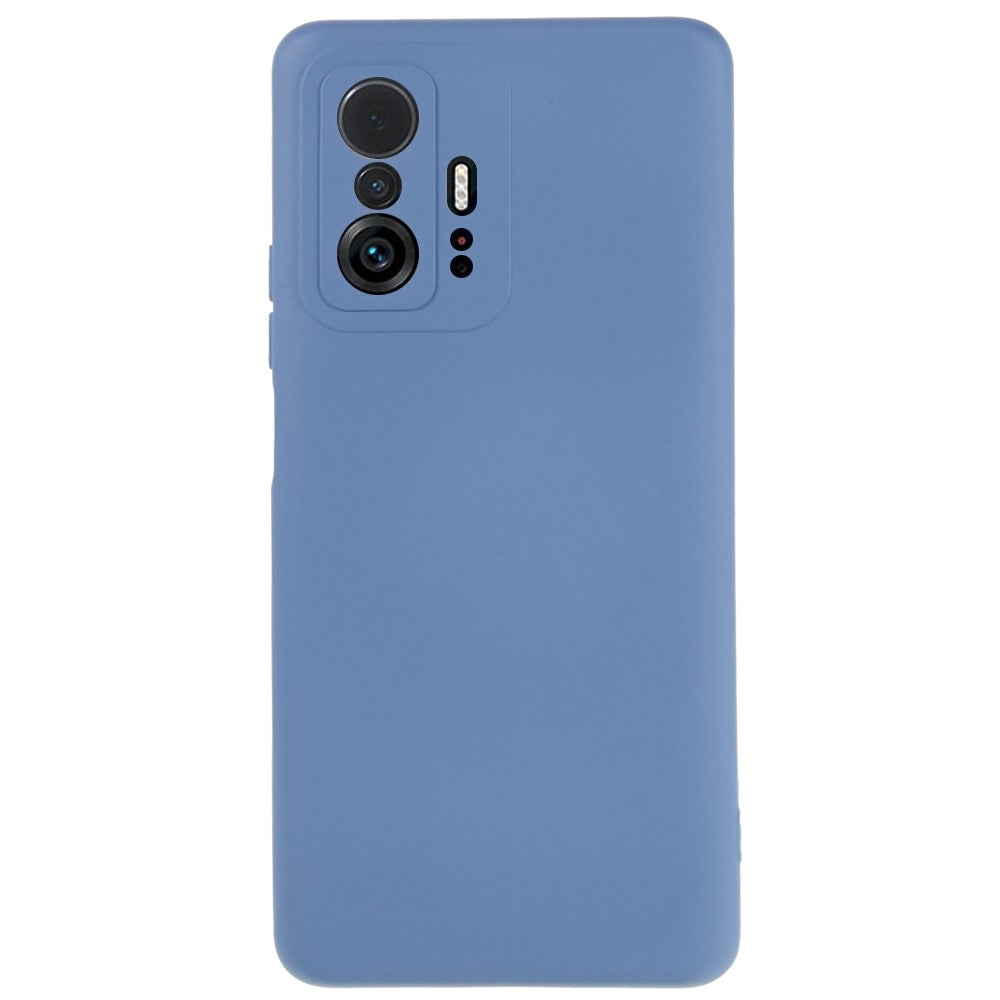 Xiaomi 11T 5G / 11T Pro 5G Enfärgat flytande silikontexturmobilskal 2,0 mm tjockt bågformad kant TPU reptåligt skal