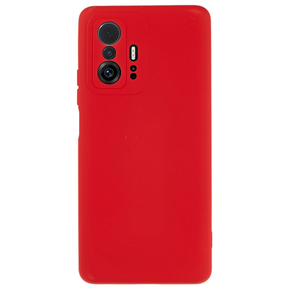 Xiaomi 11T 5G / 11T Pro 5G Enfärgat flytande silikontexturmobilskal 2,0 mm tjockt bågformad kant TPU reptåligt skal