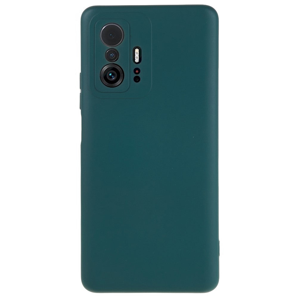 Xiaomi 11T 5G / 11T Pro 5G Enfärgat flytande silikontexturmobilskal 2,0 mm tjockt bågformad kant TPU reptåligt skal
