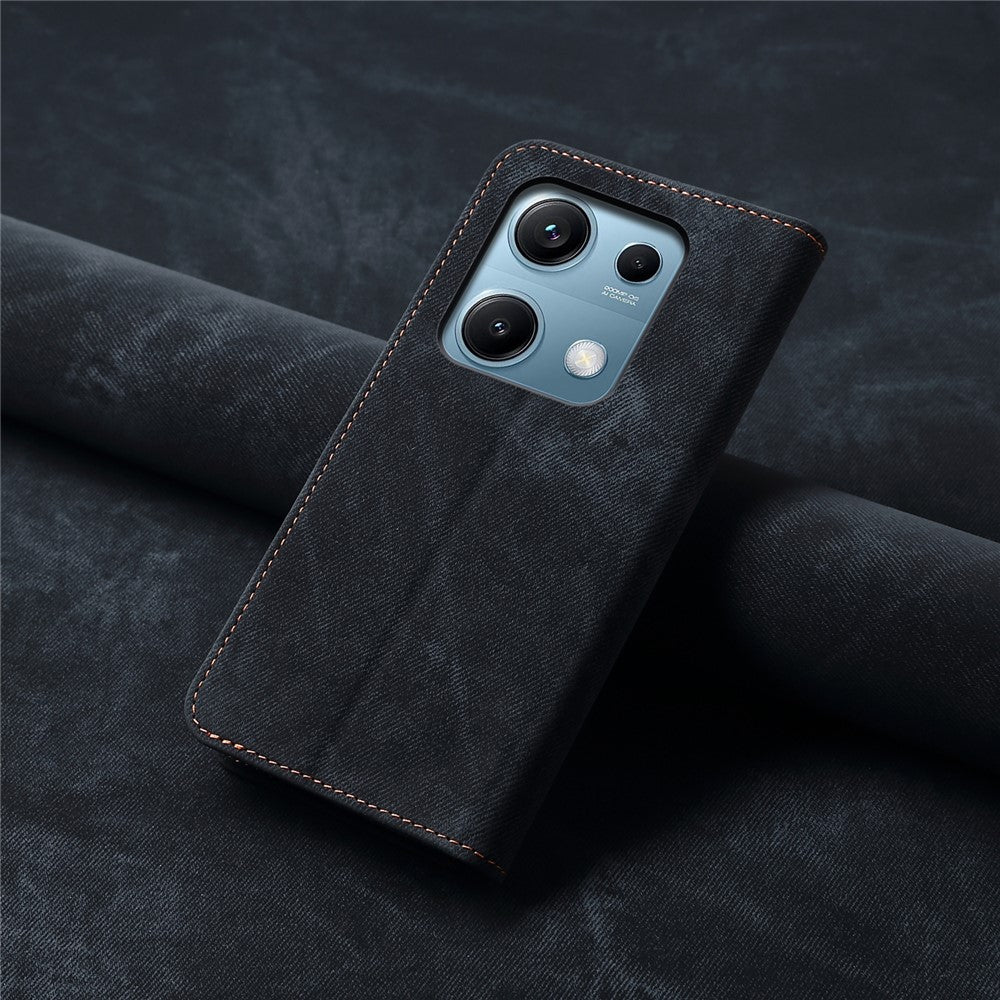 For Xiaomi Redmi Note 14S 4G Case Jeans Cloth Texture Anti-Scratch Leather Stand Phone Cover