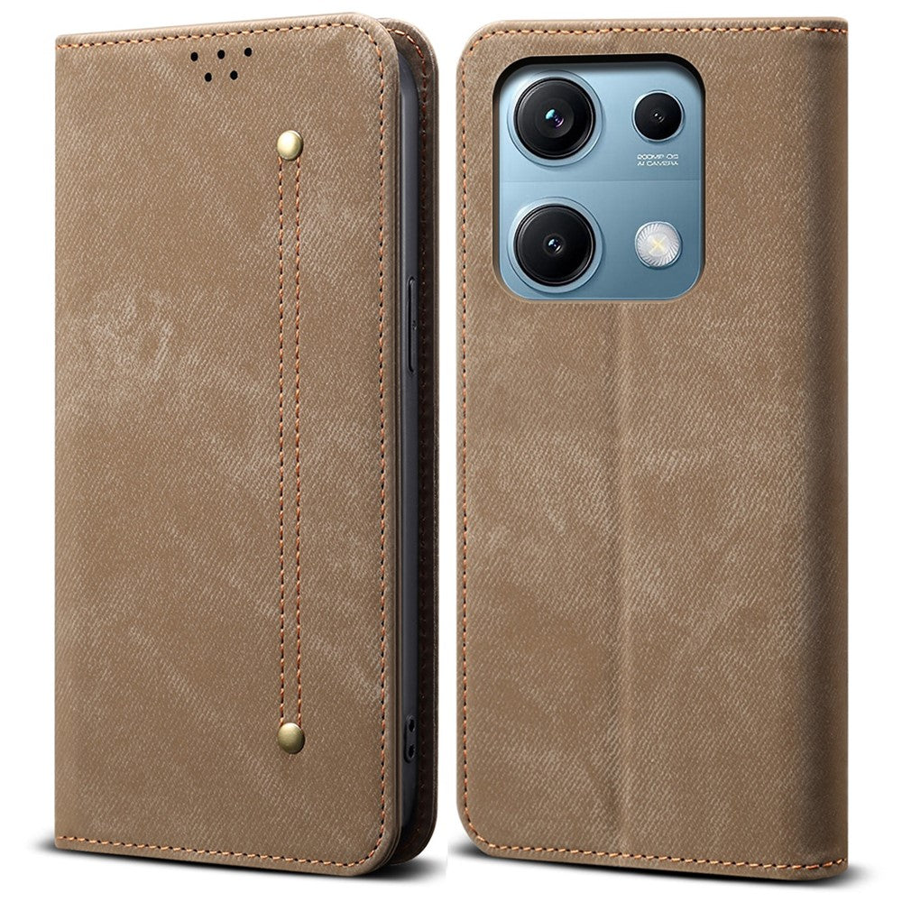 For Xiaomi Redmi Note 14S 4G Case Jeans Cloth Texture Anti-Scratch Leather Stand Phone Cover