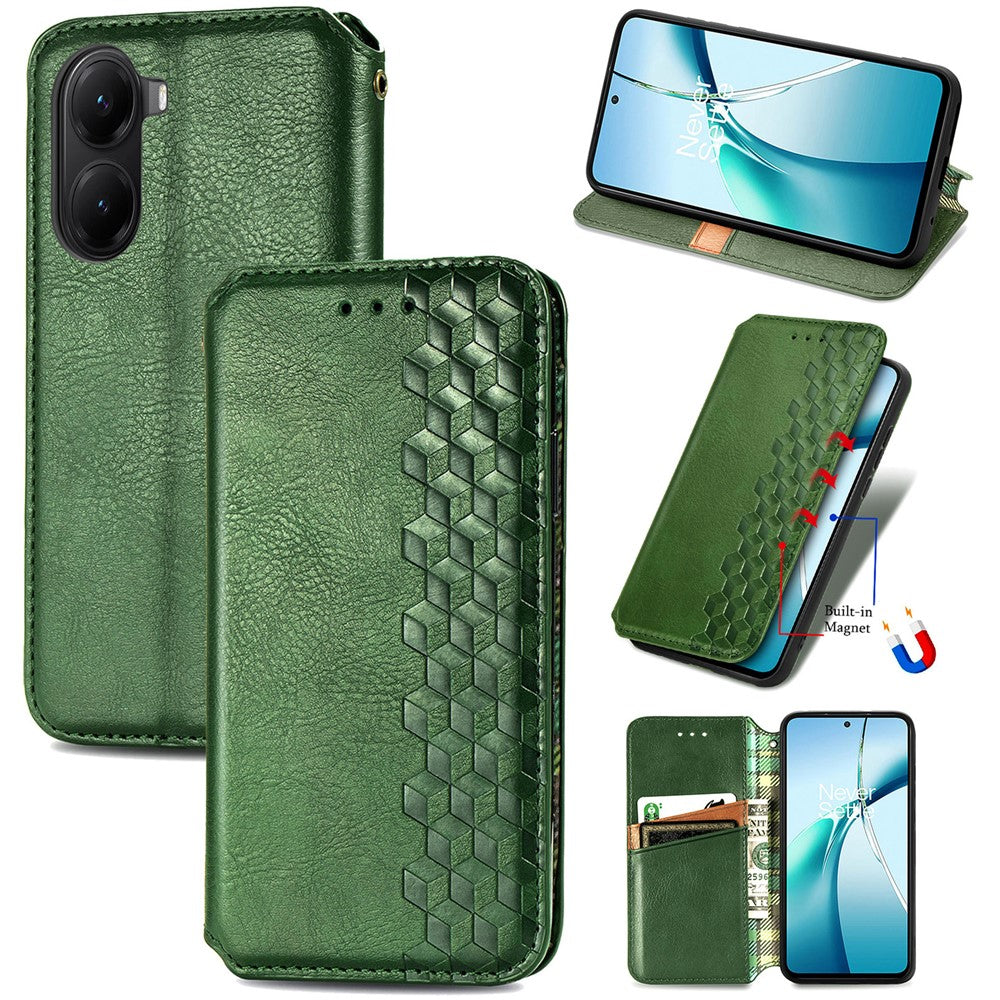 Xiaomi Redmi Turbo 4 5G / Xiaomi Poco X7 Pro 5G-skal Rhombus Imprint PU-läderplånboksfodral