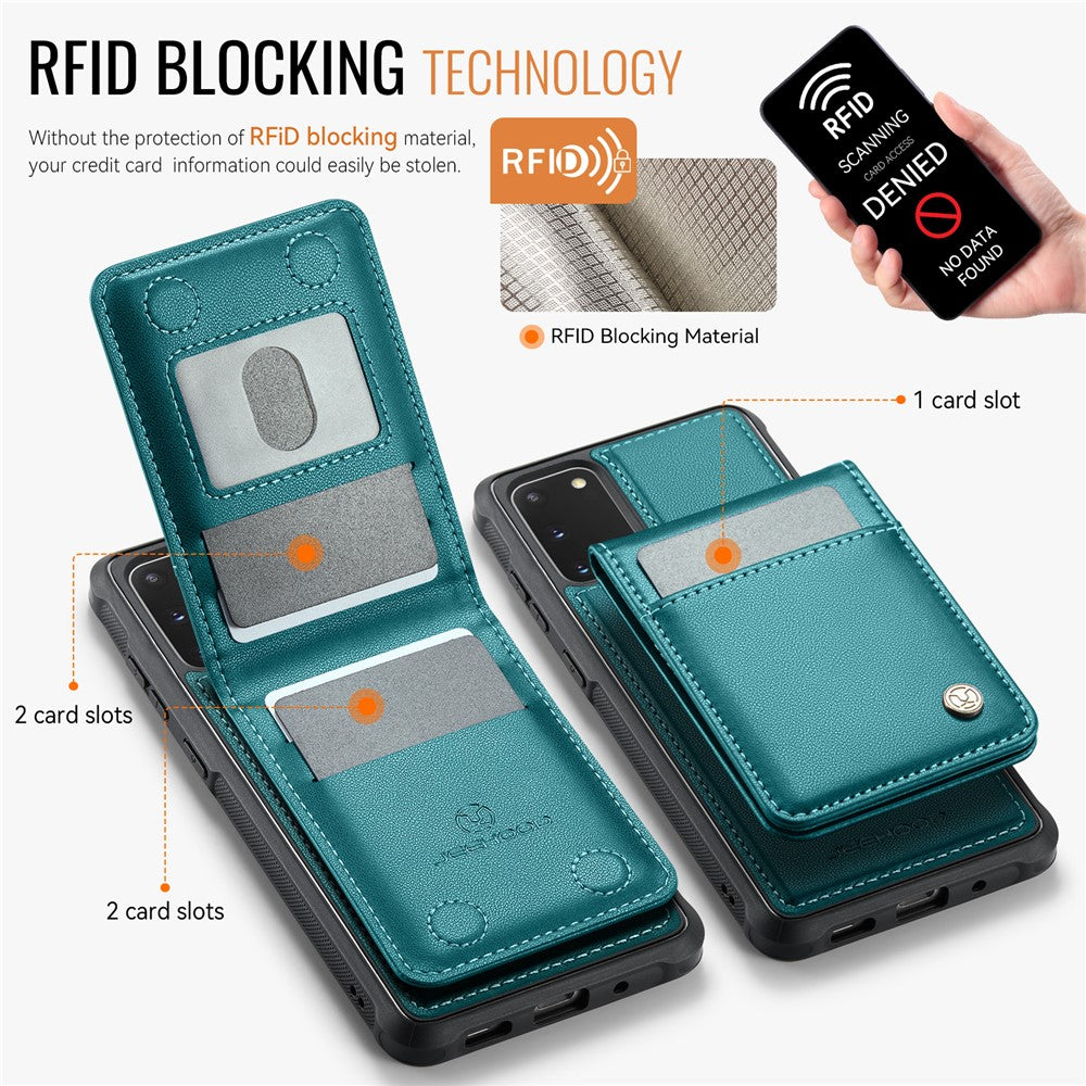 JEEHOOD For Samsung Galaxy S20 5G Leather Back Cover Magnetic Case  J06 Phone Case with Card Bag RFID Blocking