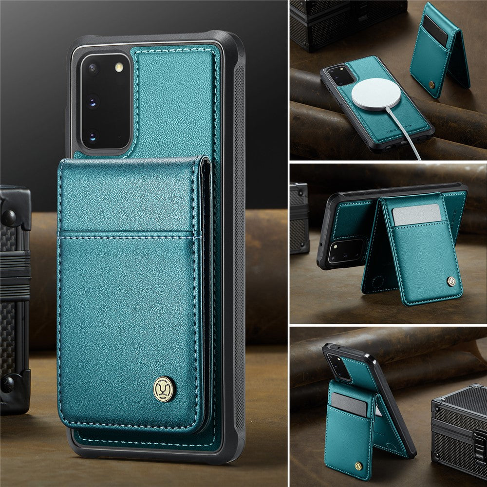 JEEHOOD For Samsung Galaxy S20 5G Leather Back Cover Magnetic Case  J06 Phone Case with Card Bag RFID Blocking