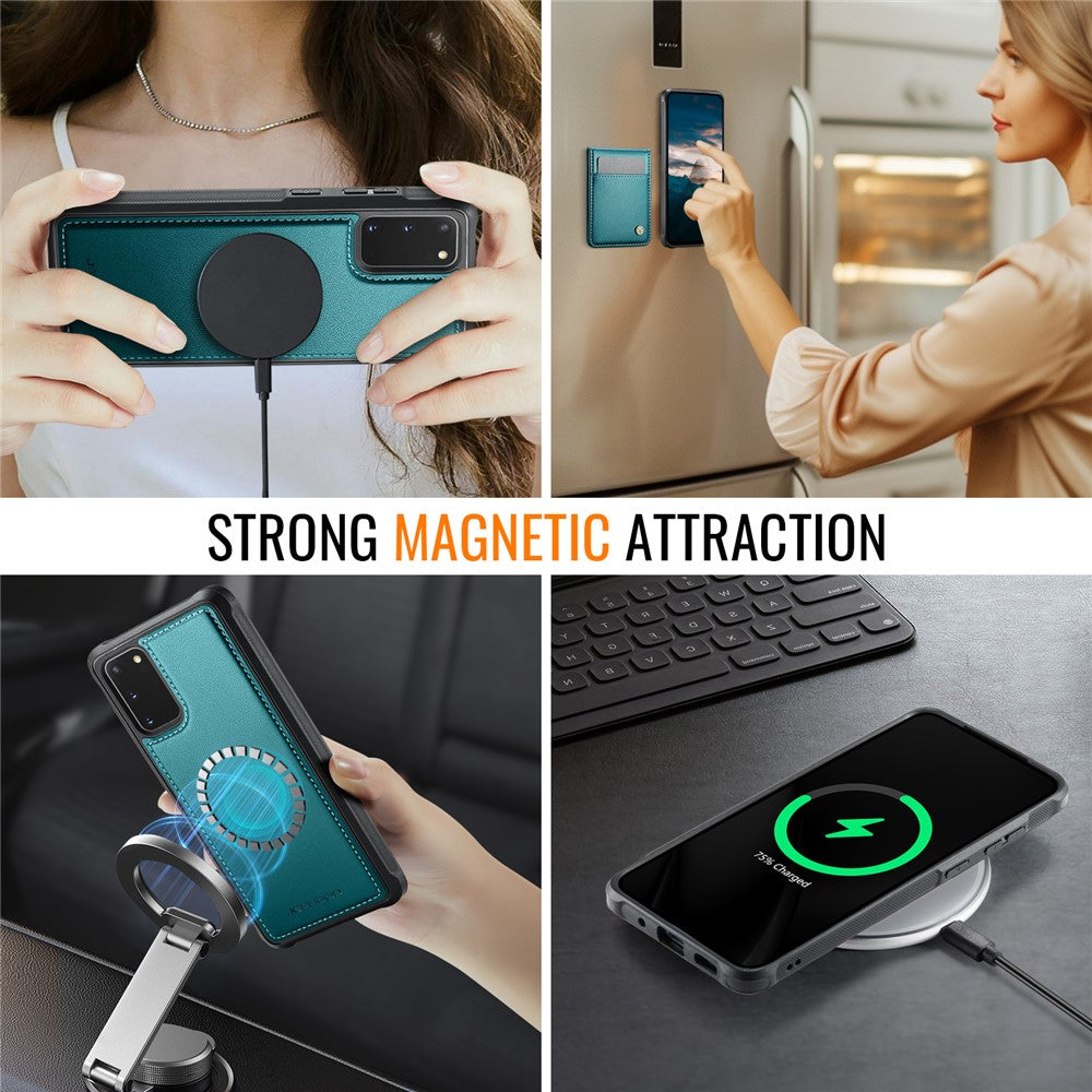 JEEHOOD For Samsung Galaxy S20 5G Leather Back Cover Magnetic Case  J06 Phone Case with Card Bag RFID Blocking