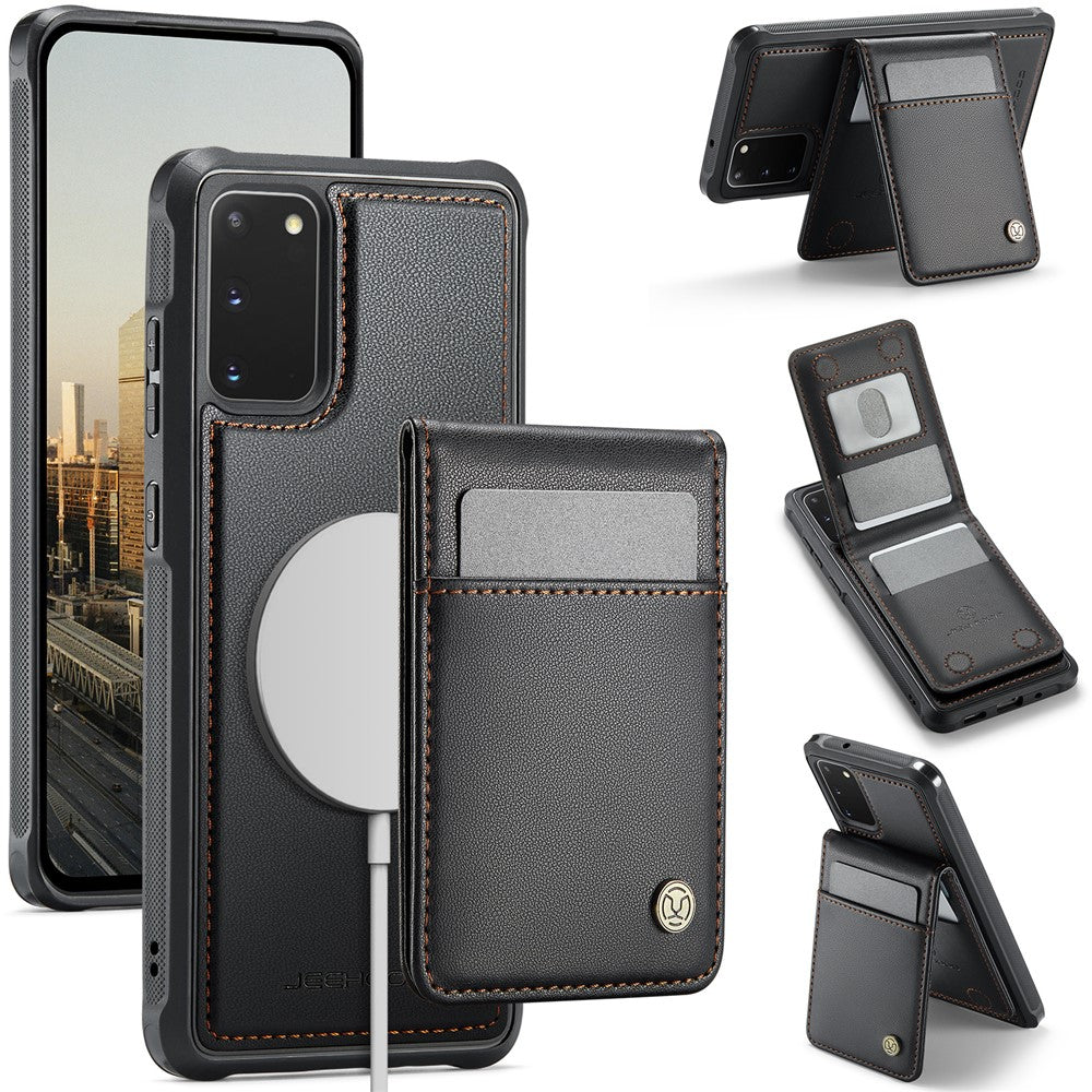 JEEHOOD For Samsung Galaxy S20 5G Leather Back Cover Magnetic Case  J06 Phone Case with Card Bag RFID Blocking