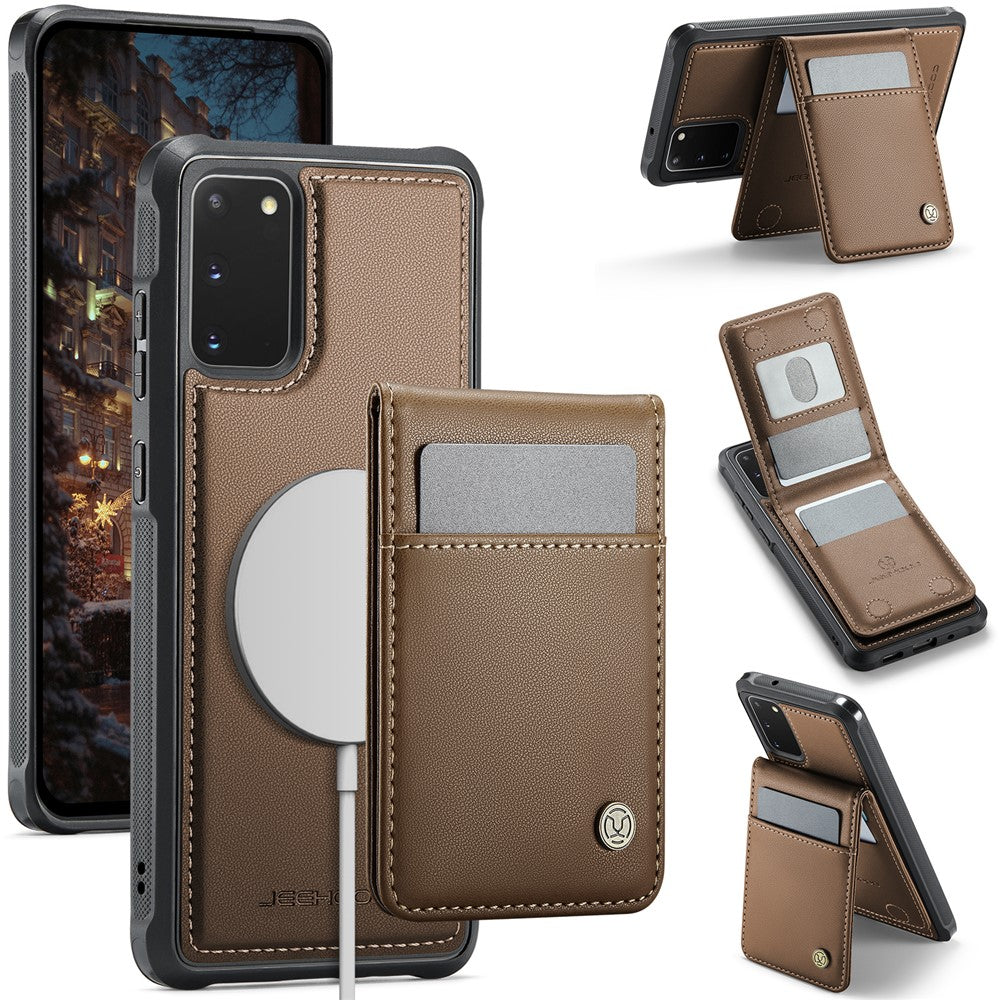 JEEHOOD For Samsung Galaxy S20 5G Leather Back Cover Magnetic Case  J06 Phone Case with Card Bag RFID Blocking