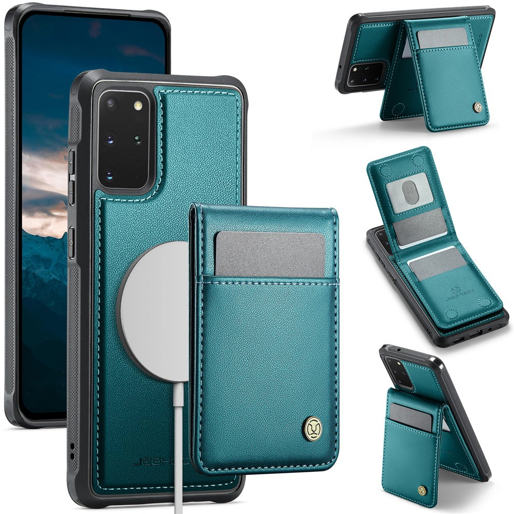 JEEHOOD For Samsung Galaxy S20 Plus 5G Leather Back Cover Magnetic Case  J06 Phone Case with Card Bag RFID Blocking