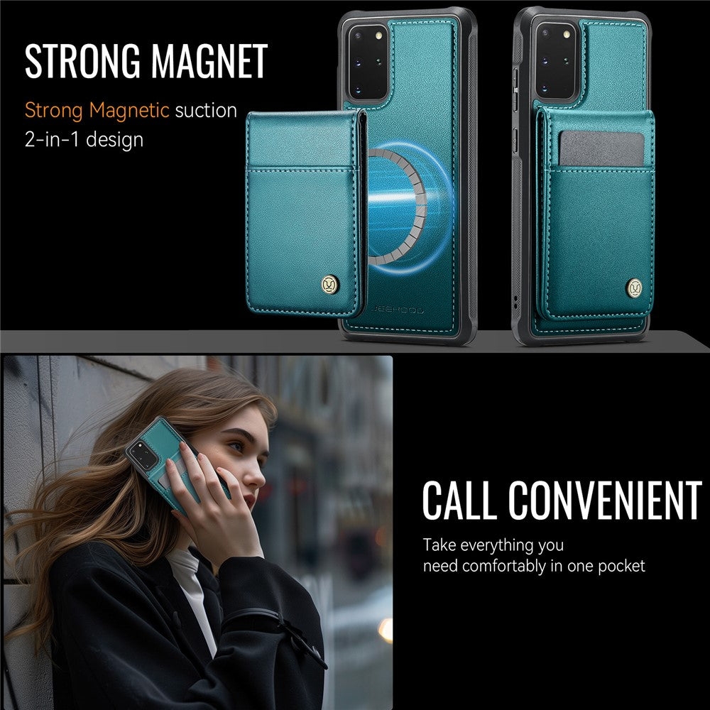 JEEHOOD For Samsung Galaxy S20 Plus 5G Leather Back Cover Magnetic Case  J06 Phone Case with Card Bag RFID Blocking
