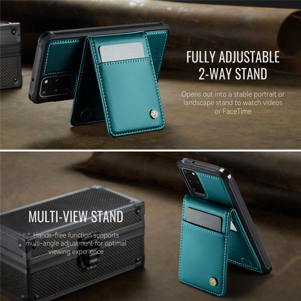 JEEHOOD For Samsung Galaxy S20 Plus 5G Leather Back Cover Magnetic Case  J06 Phone Case with Card Bag RFID Blocking