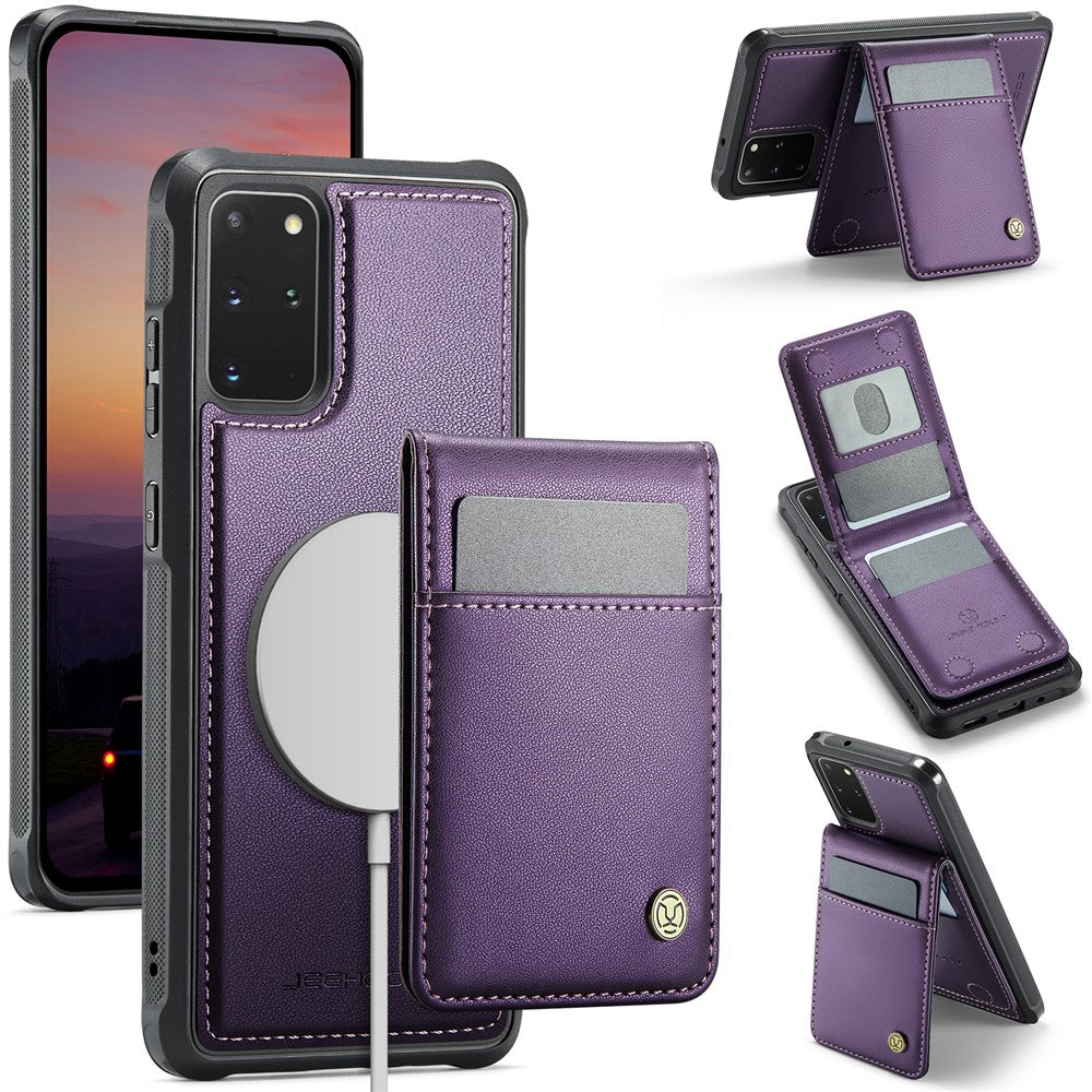JEEHOOD For Samsung Galaxy S20 Plus 5G Leather Back Cover Magnetic Case  J06 Phone Case with Card Bag RFID Blocking