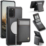 JEEHOOD For Samsung Galaxy S20 Plus 5G Leather Back Cover Magnetic Case  J06 Phone Case with Card Bag RFID Blocking
