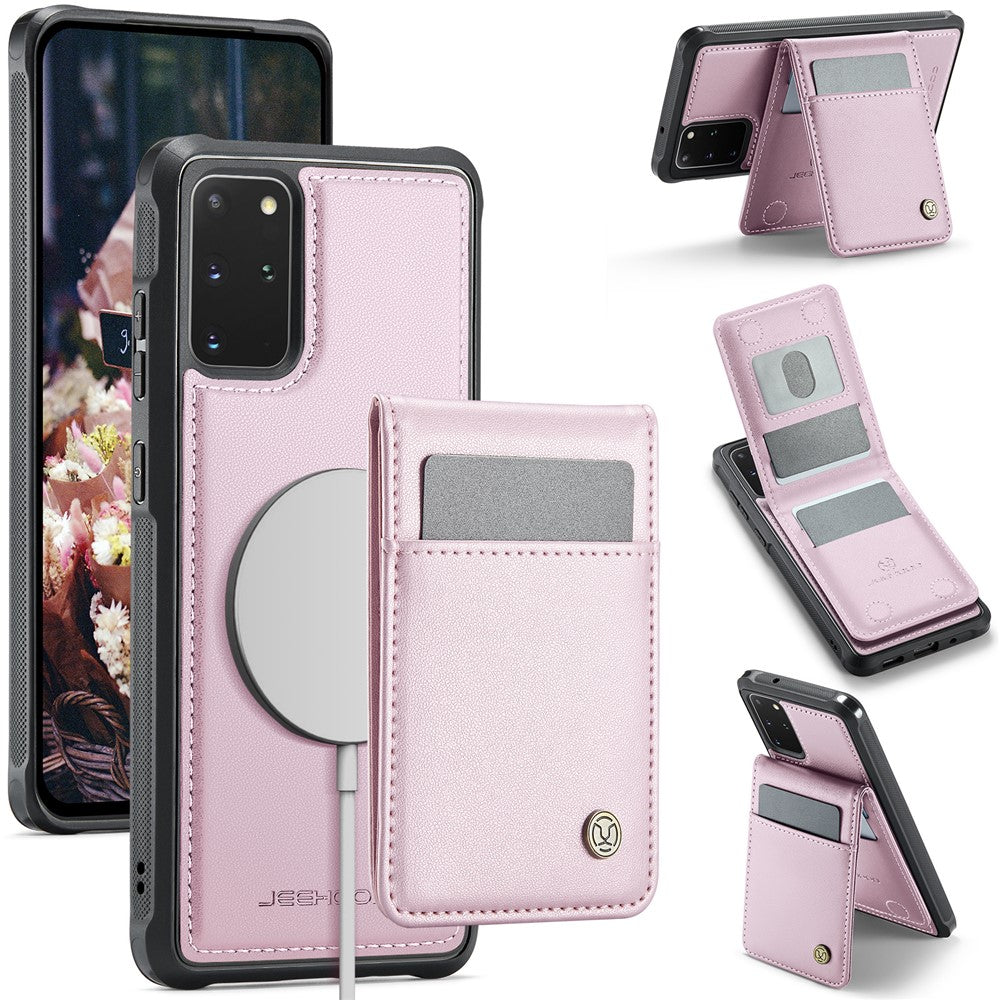 JEEHOOD For Samsung Galaxy S20 Plus 5G Leather Back Cover Magnetic Case  J06 Phone Case with Card Bag RFID Blocking