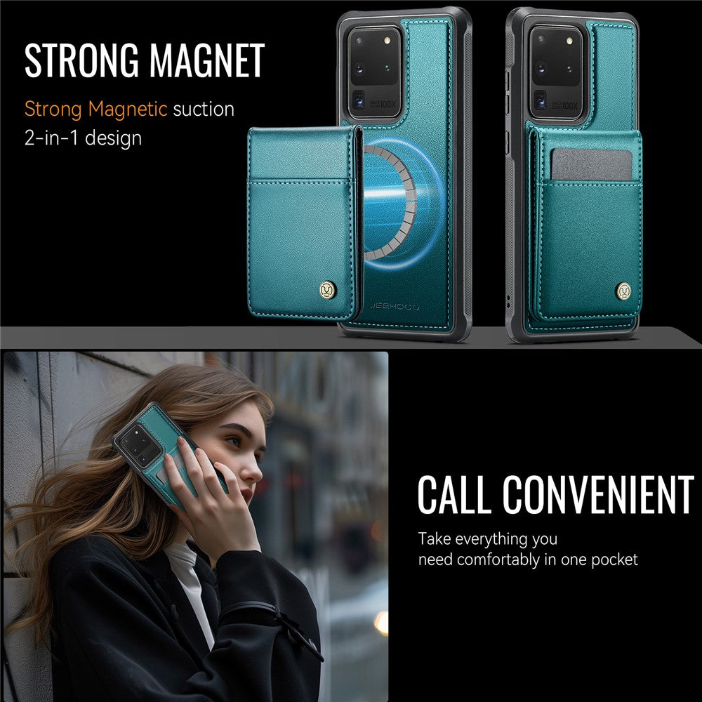 JEEHOOD For Samsung Galaxy S20 Ultra Leather Back Cover Magnetic Case  J06 Phone Case with Card Bag RFID Blocking