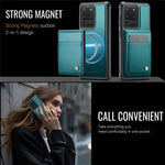 JEEHOOD For Samsung Galaxy S20 Ultra Leather Back Cover Magnetic Case  J06 Phone Case with Card Bag RFID Blocking