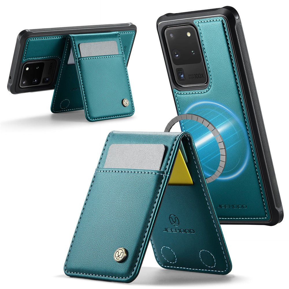 JEEHOOD For Samsung Galaxy S20 Ultra Leather Back Cover Magnetic Case  J06 Phone Case with Card Bag RFID Blocking