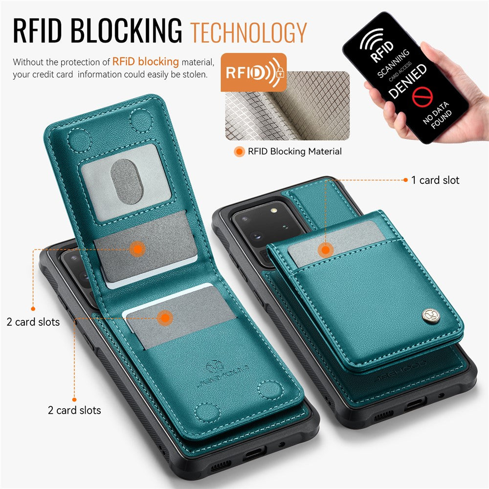 JEEHOOD For Samsung Galaxy S20 Ultra Leather Back Cover Magnetic Case  J06 Phone Case with Card Bag RFID Blocking